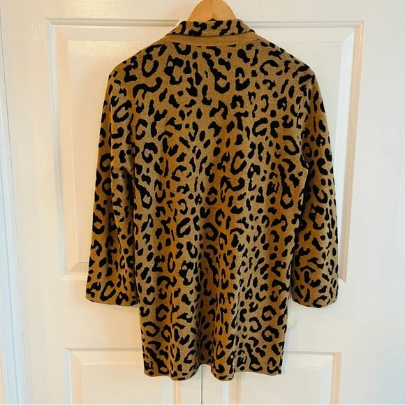 J.Crew Sophie Open-Front Leopard Sweater Blazer Relaxed Fit Wool Blend Small - Picture 5 of 6